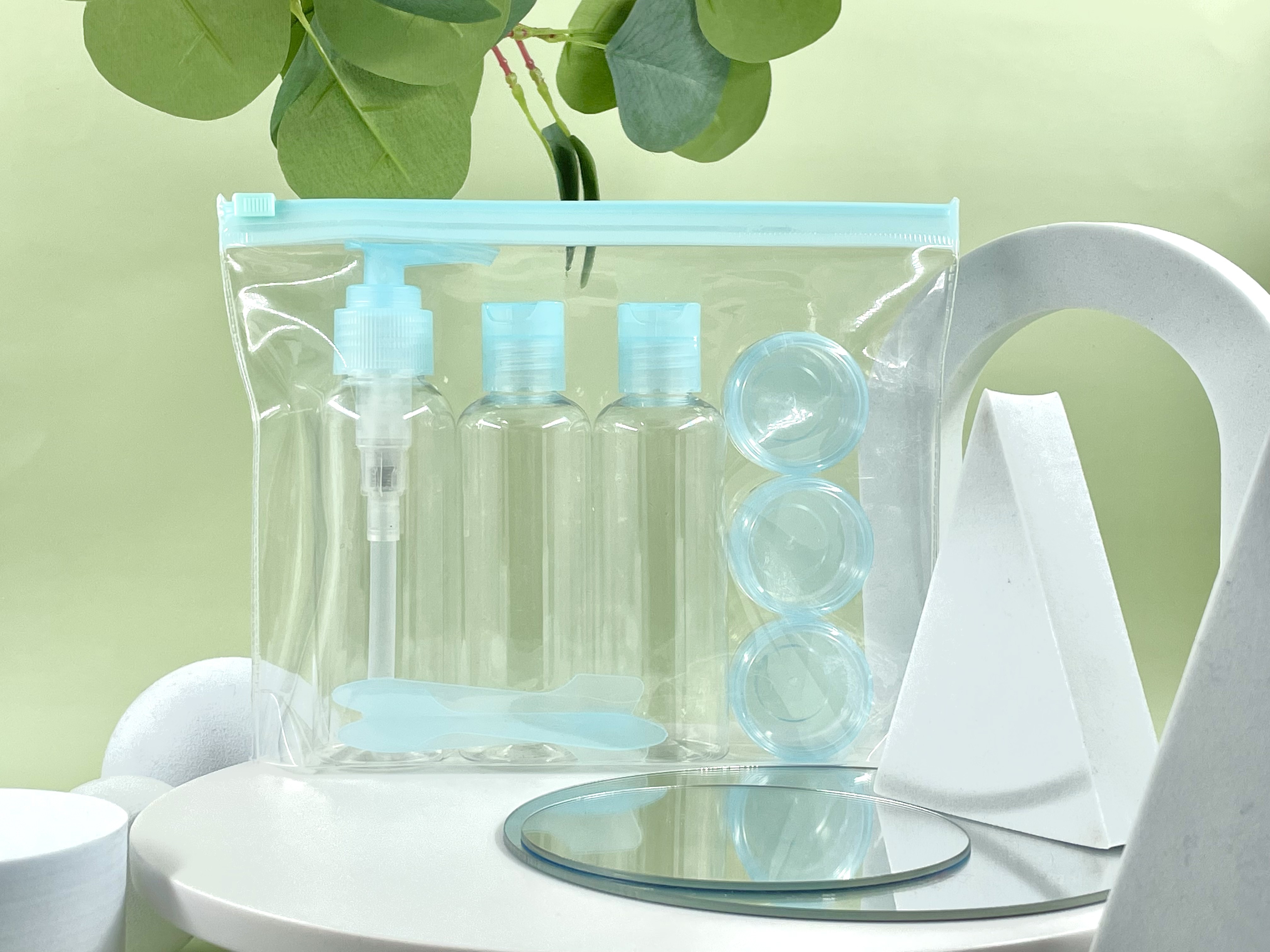 Customized PET Plastic Bottles and Cream Jars Perfect Travel Kit for Skincare Lovers
