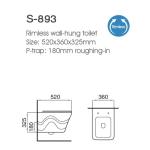 Custom Ceramic Wall Hung Toilet Rimless Bathroom Sanitary Ware