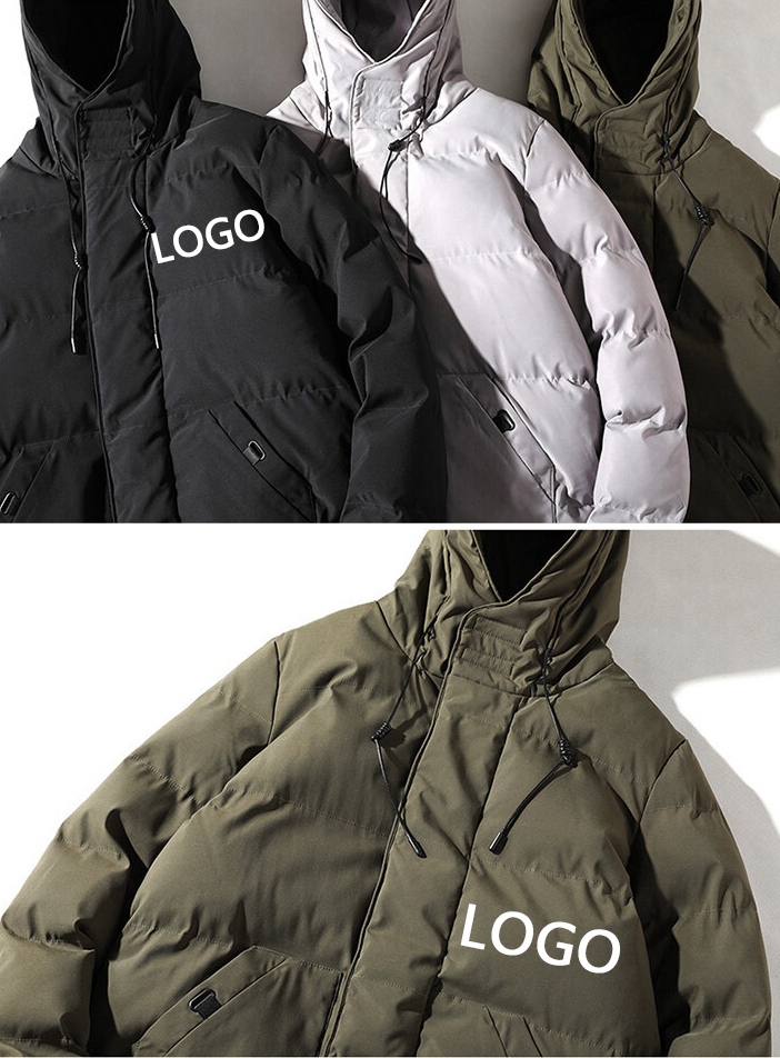 Outdoor Men Winter Coat Jacket Hoodies Thick Cotton Bubble Coats With Pockets