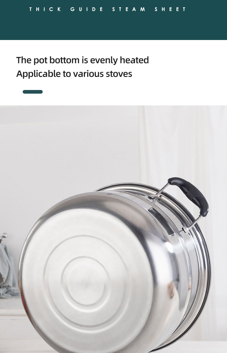 Best Selling Customized Logo 3 Layer induction 10-inch Stainless Steel Steamer Pot with Anti-Heat Handle