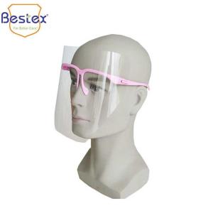 Quality Odorless PVC ISO13485 Anti Fog Face Shields With Glasses Frame wholesale
