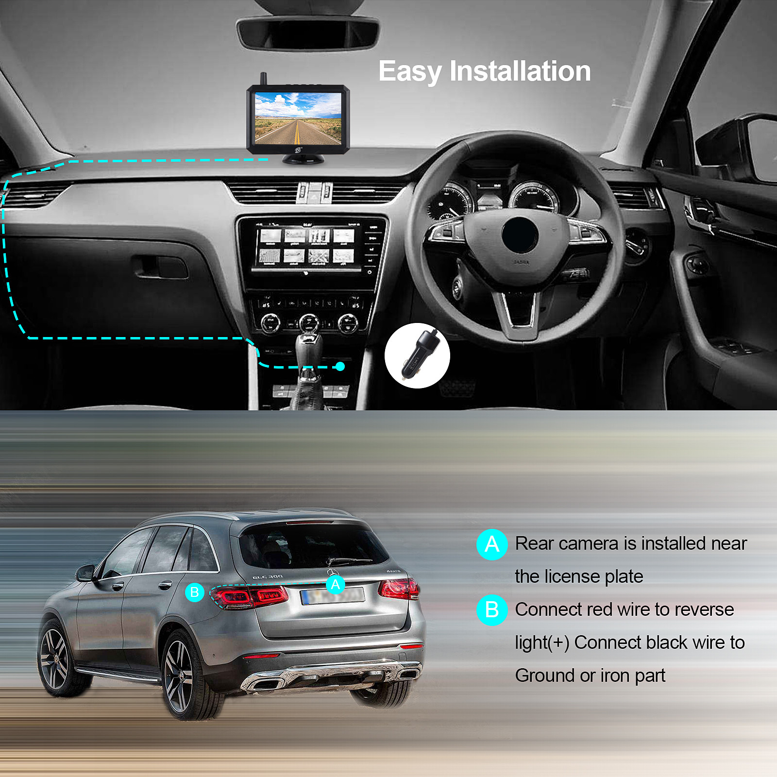 5 Inch Color IP68 HD Wireless Monitor Rearview Camera Systems