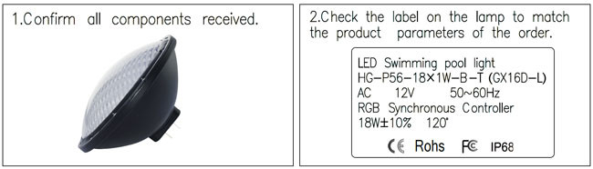 RGB synchronous control 18W GX16D base AC 12V aluminum PAR56 LED pool light