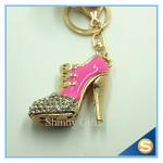 Rhinestone High Heeled Shoes Connecting Metal Key Chain Metal Charm Pendant