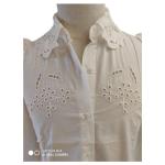 Women Turn Down Collar Algodon White Puff Sleeve Blouse
