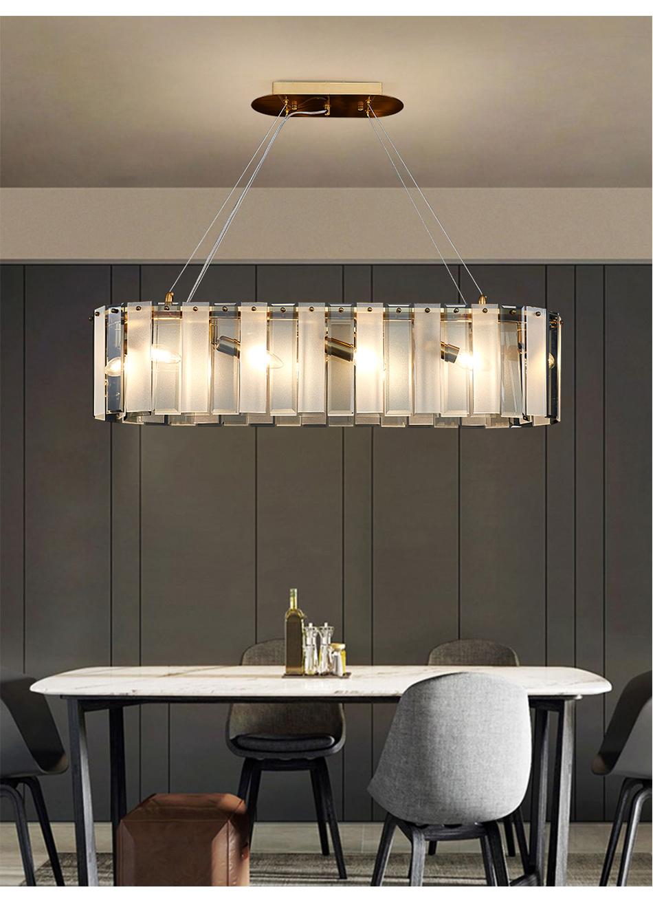 Luxury living room chandeliers blue glass hanging lamp rectangle chandelier kitchen lights hanging(WH-CY-194)