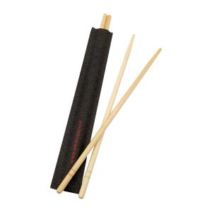 Quality Biodegradable Disposable Bamboo Chopsticks with Black Flower Paper Wrapping wholesale
