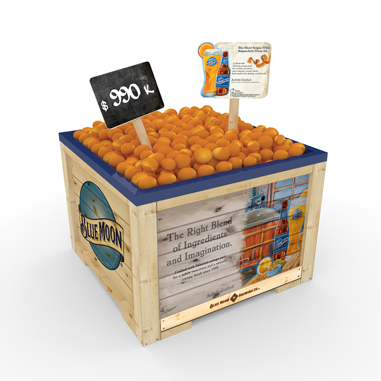POP Wine Display Stand Unique Design Wooden Beer Holder Countertop For Supermarket
