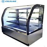 Curved glass cake showcase display refrigerator and freezers bakery equipment