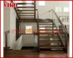 Solid Wood Staircase VK90S Beech Handrail Tread Beech ,Railing tempered glass,