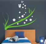 Novelty PVC Decorative Creative Green Wall Flower Stickers F029
