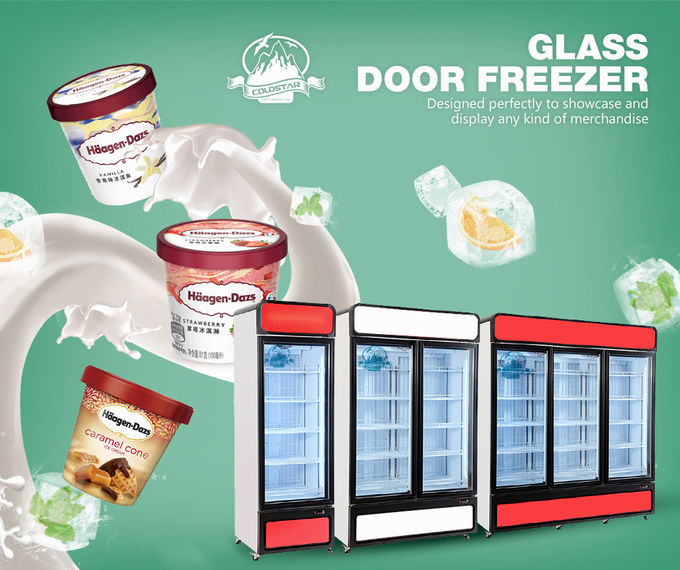 Cold Drink Showcase Supermarket Upright Showcase Glass Door Freezer