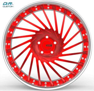 Quality Brushed Red Three Piece Forged Wheels ET45 3 Piece Chrome Wheels wholesale