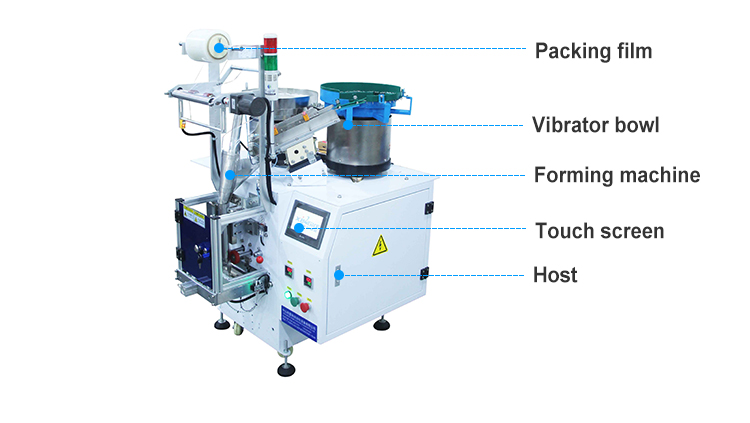 Multi Function Two Vibrator Bowl Packaging Machinery Screws Nuts Packaging Machine