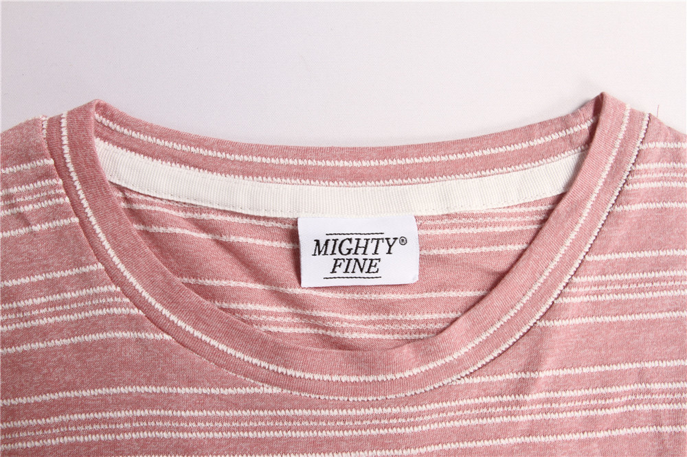 Stockpapa Pink Khaki Mens Striped Tee S M L XL