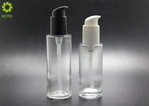 Quality 80ml 100ml Cosmetic Lotion Round Clear Gel Lotion Empty Glass Pump Bottle wholesale
