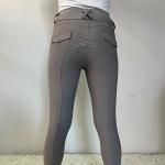 Gray Four Way Stretch Women Equestrian Breeches Full Silicone With Pocket