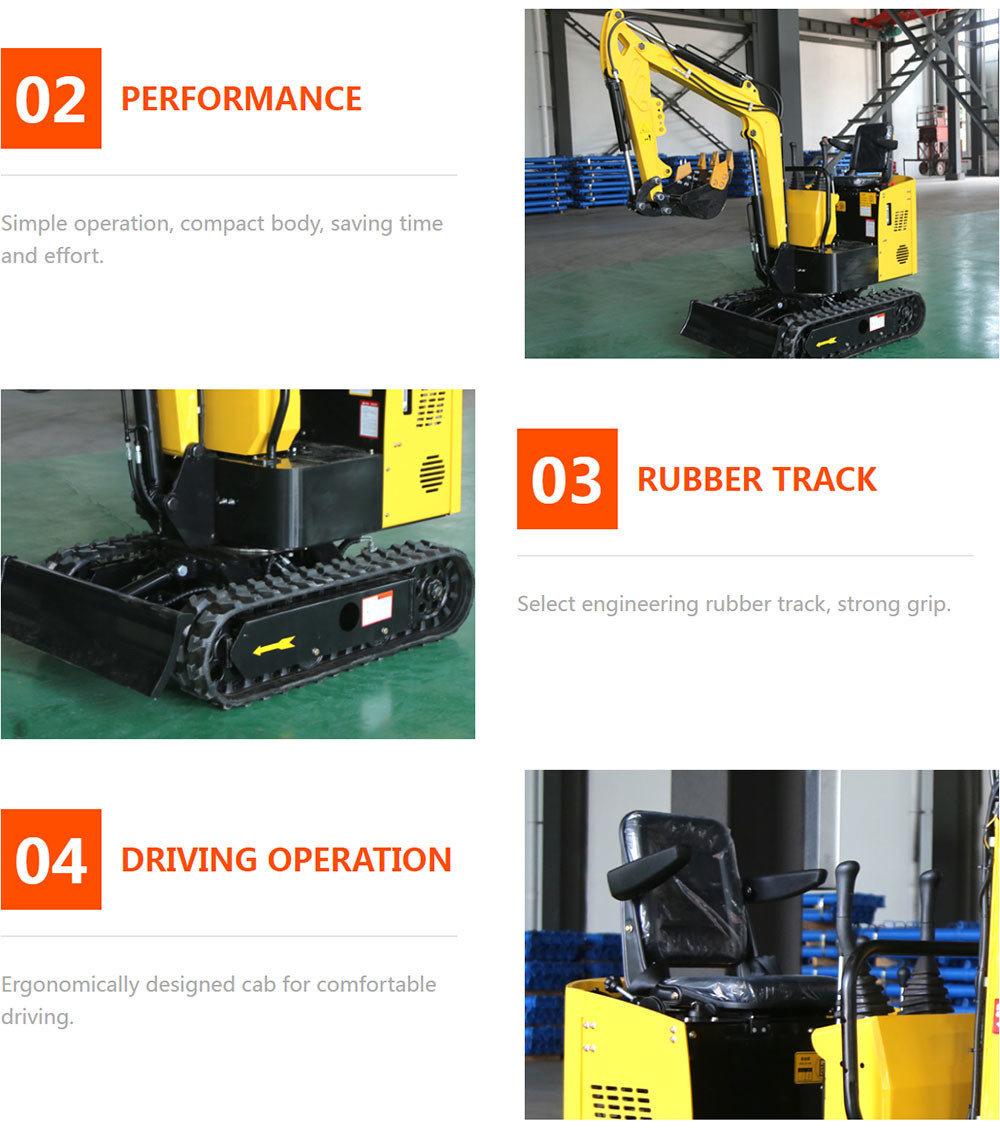 Small Hydraulic Backhoe Digger Orchard Greenhouse 1 Ton Micro Excavation Machine
