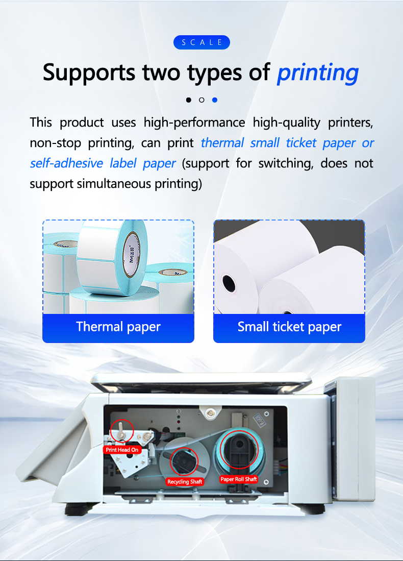 SHW-TMC 30kg Bar Code Printing Table Scale with AC/DC Power Supply and Maximum Range