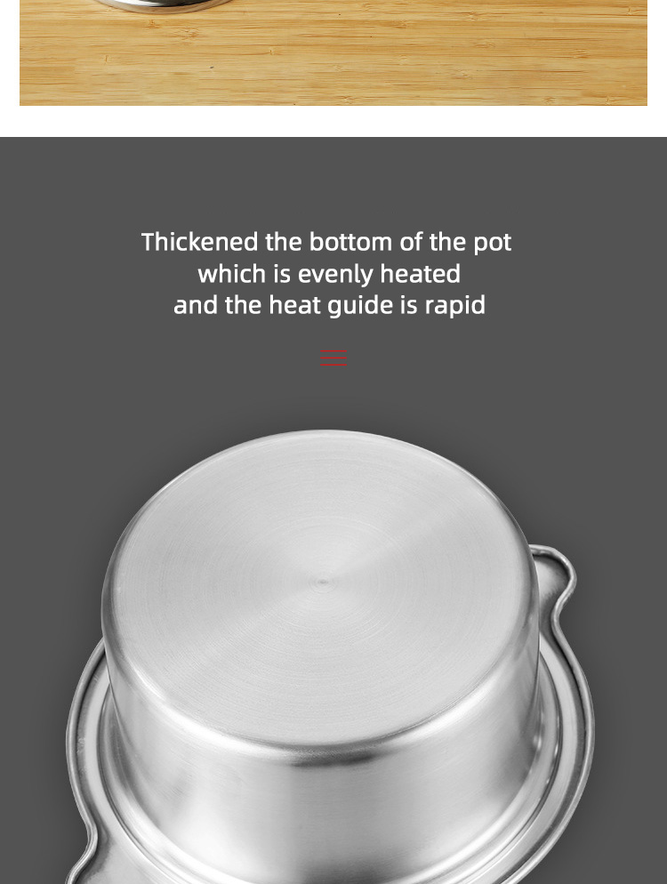 New Design Silver Kitchen Small Stock Pot Stainless Steel Shabu Shabu Induction Hot Pot With SS Double Ear Handles