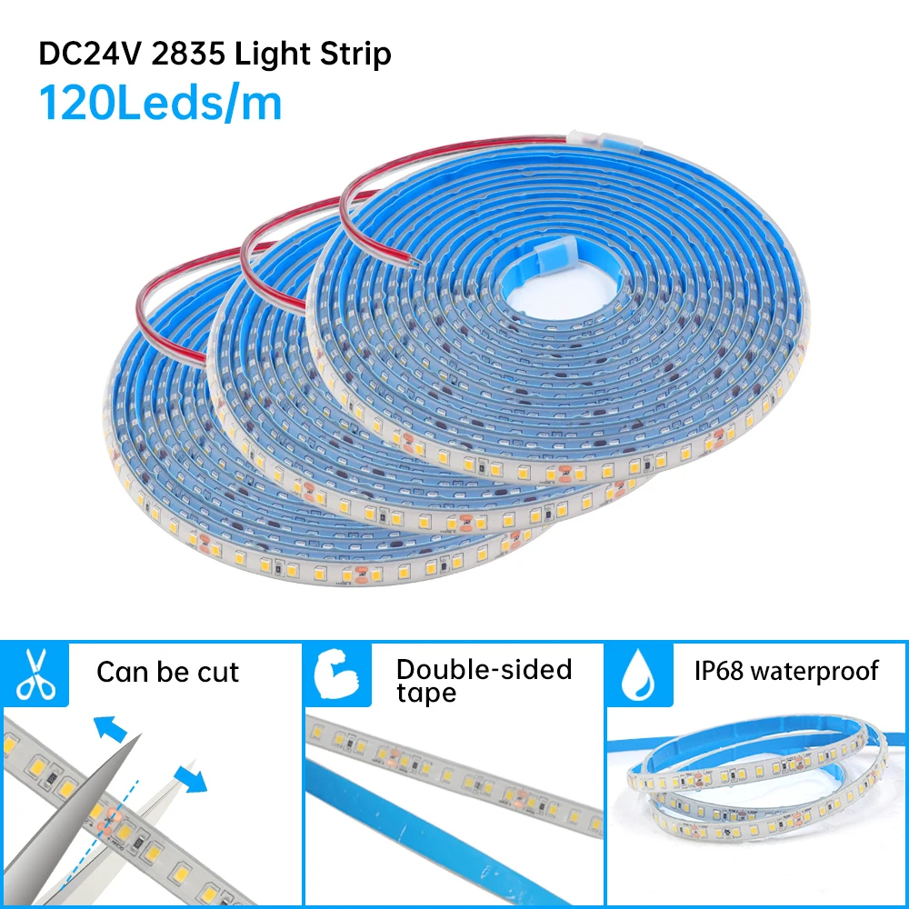 Smart IP65 Smd 2835 Led Strip Light 120/240leds Flexible 8mm 12v for Outdoor and Bathroom