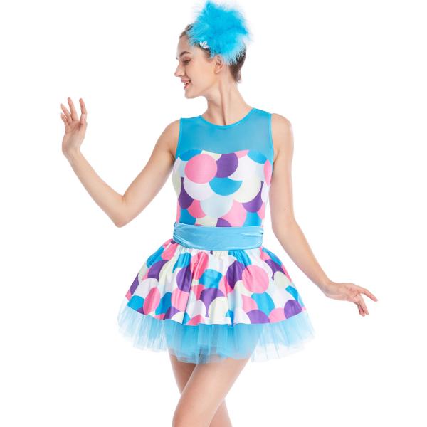 Children Adult Colorful Polka Dots Girls Jazz Dance Costumes Tired Dresses Tank