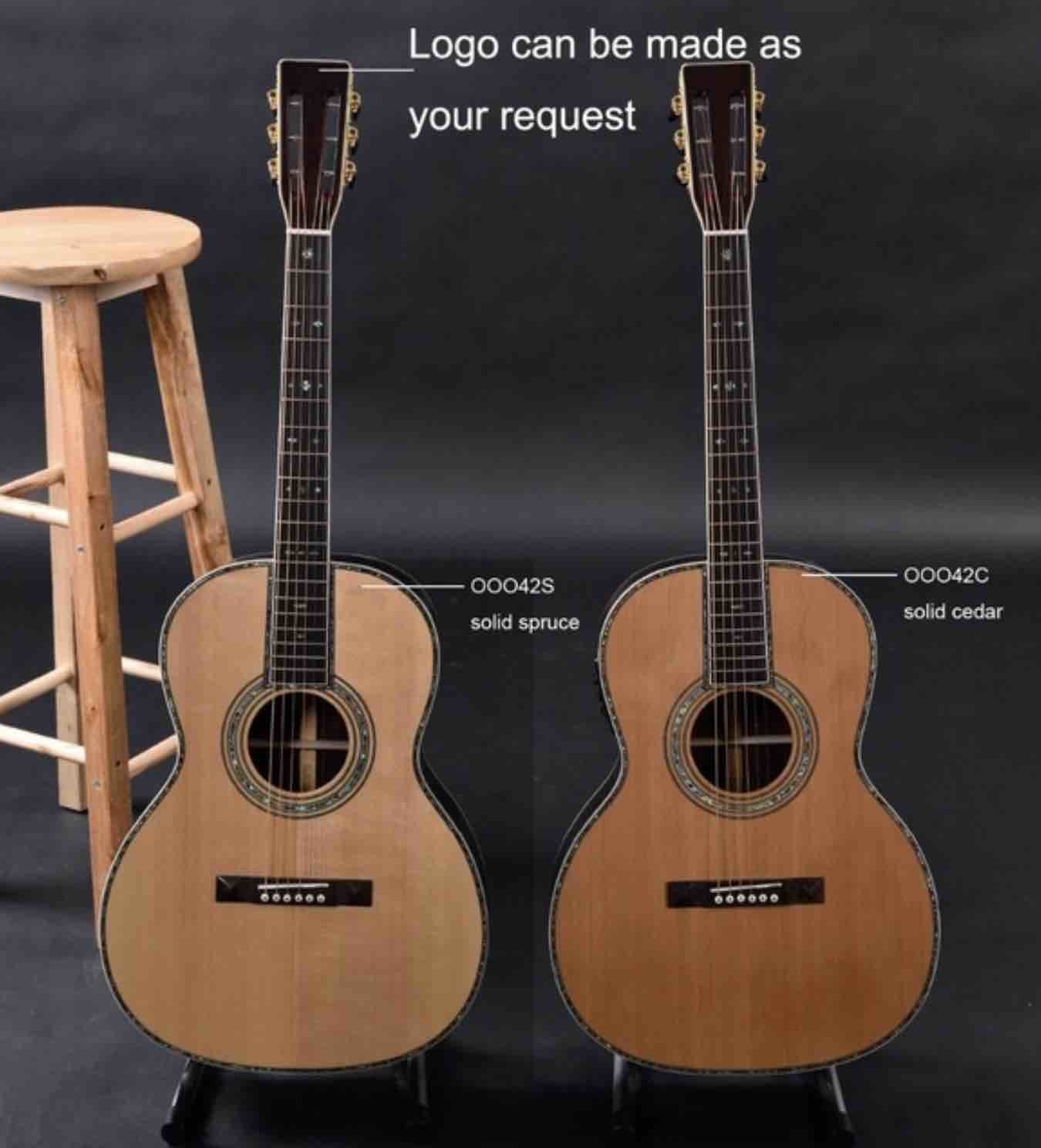 OEM custom acoustic guitar OOO body shape Guitar solid Spruce top real abalone binding and ebony fingerboard