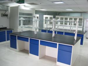 Quality Grey Steel School Lab Furniture , Laboratory Island Bench Three Ways Bronze Nozzle wholesale