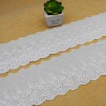 9cm Polyester White Lace Embroidered Fabric For Dress