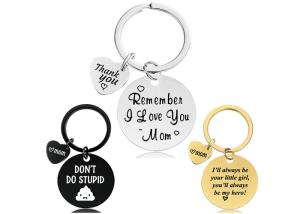 Quality Key chain pendant Mother's Day gift Christmas stainless steel hanging ornaments engraved words logo key chain wholesale wholesale