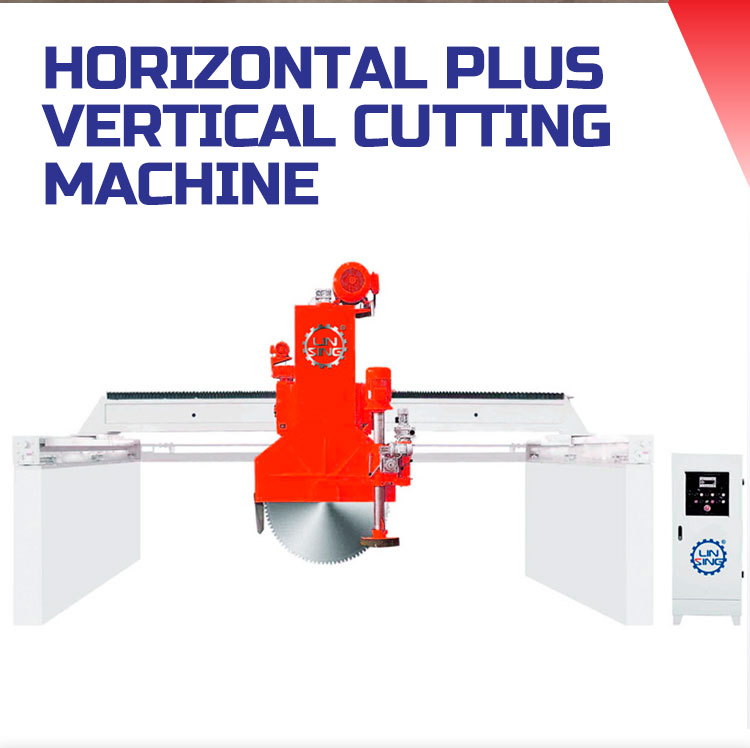 Stone Block Cutter with Horizontal Plus Vertical Bridge Saw and PLC Control System