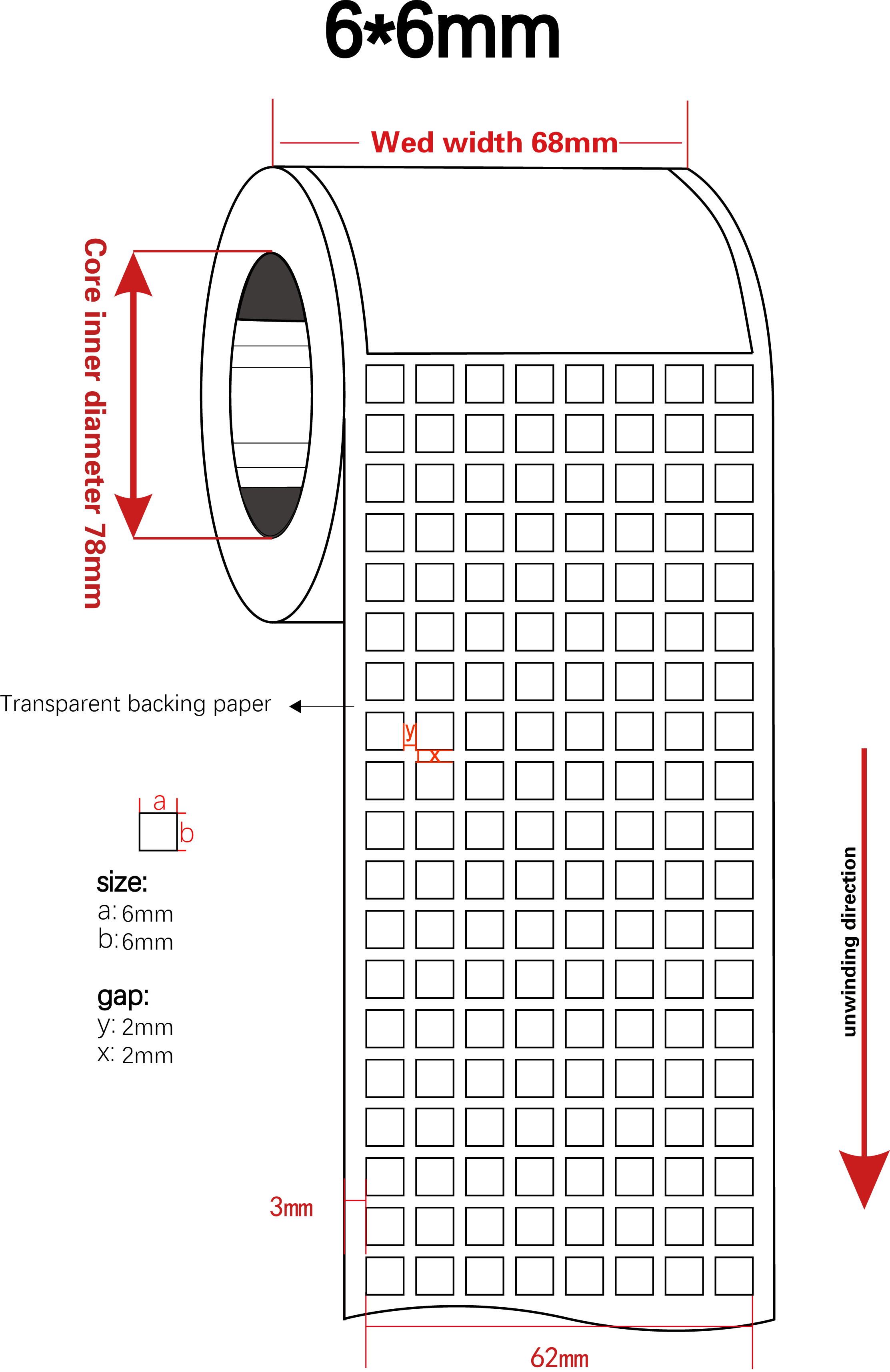 6mmx6mm 1.5mil White Gloss High Temperature Resistant Polyimide Label