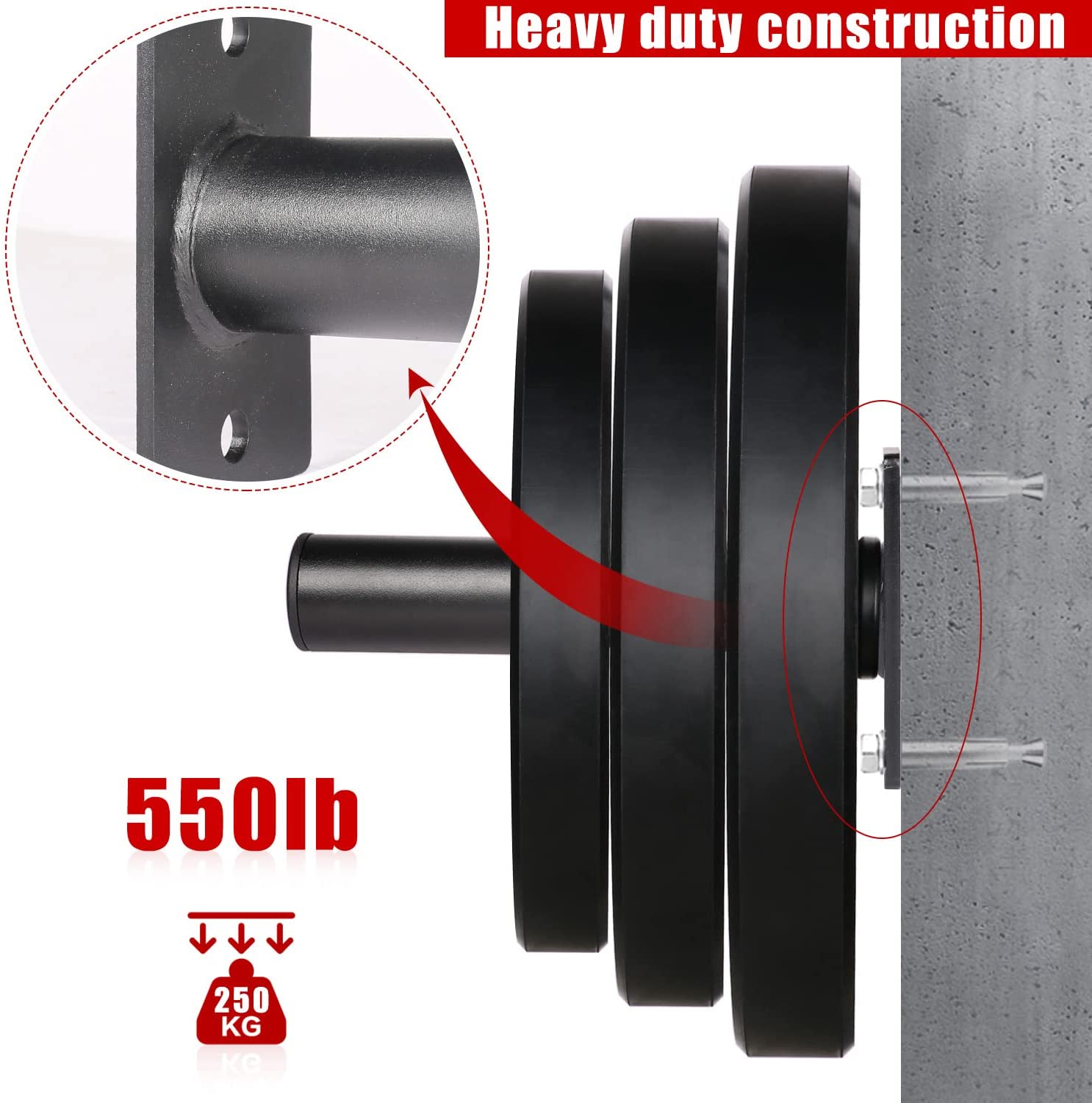 Fitness Wall Mounted Weight Plate Storage Holder Rack for Gym Tools