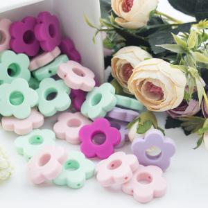 Quality Flower Holes Silicone Teething Bead 4.5cm For DIY Pacifier Clip Chew Necklace wholesale