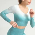 Hanging dye gradient color reveal belly button tight fast dry hollow out gym