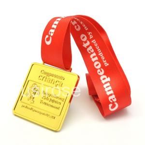 Quality Gold metal commemorative medals are customized, square zinc alloy medals are customized, 3D medals equipped with ribbon wholesale