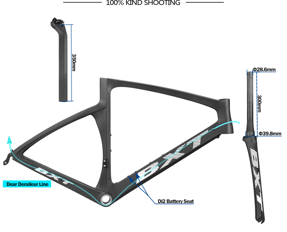 Rim Brake Road Bike Carbon Frame 700C V Brake Tire 25C 150kg Max Load