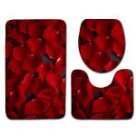 Romantic Valentine'S Day Toilet Mat Set 3 Piece Bath Rug Set non slip