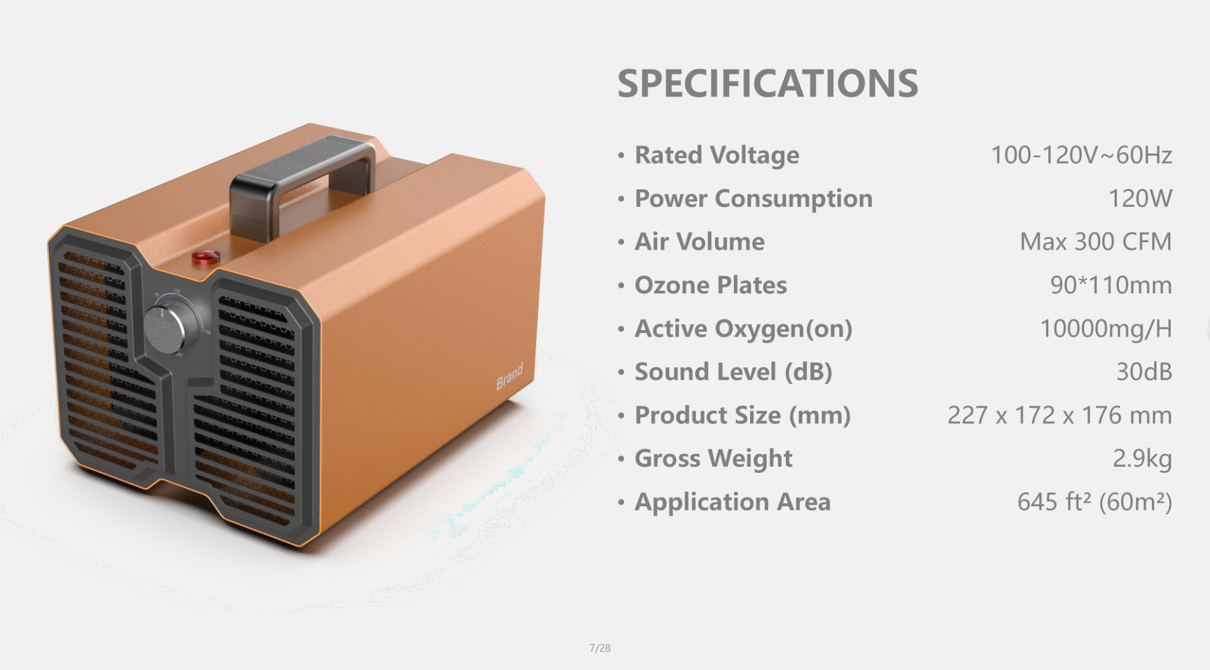 220V-240V Portable Air Purifier Air Cleaner With Powerful Ozone Generator