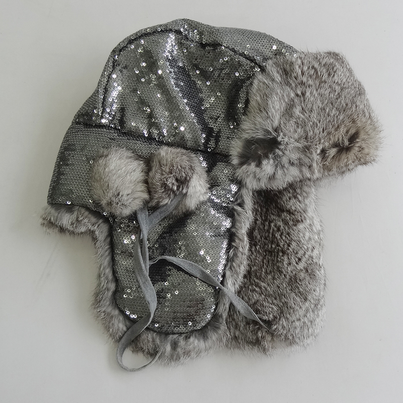 Plain Customized Animal Fur Hats , Plush Style Shearling Sheepskin Hat