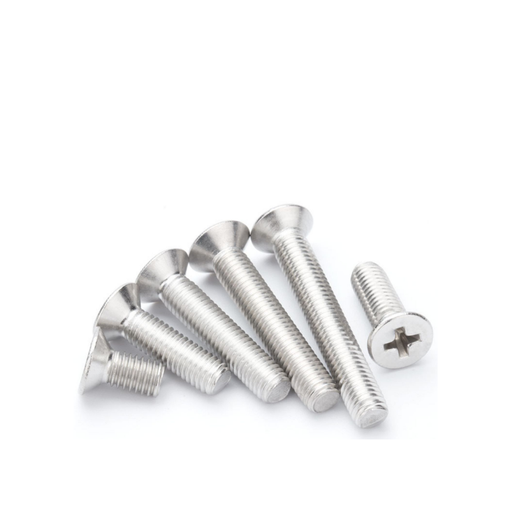 Stainless Steel Carbon Steel Screws with DIN Standard and Flat Head Cross Recessed