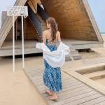 Blue Back Tie Halter Strap 104cm Bohemian Beach Dress