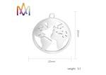 20x25mm Hollow Shaped Flat Globe Engraved Bracelet Charms