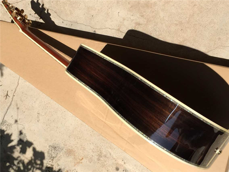 Wholesales custom 41" 45D 20 frets solid Top Real peral inlay acoustic guitar with colorized shell edge