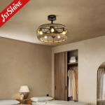 20 Inches Farmhouse Caged Bladeless Ceiling Fan With Light