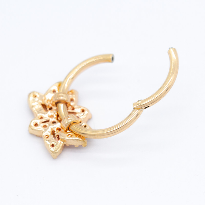 316 Stainless Steel Nose Piercing Jewellery Copper Flower Gold Plated 16g Septum Ring