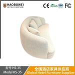 Italian Minimalist Fabric Sofa. White Cream Style Three-Seater Sailboat Sofa for