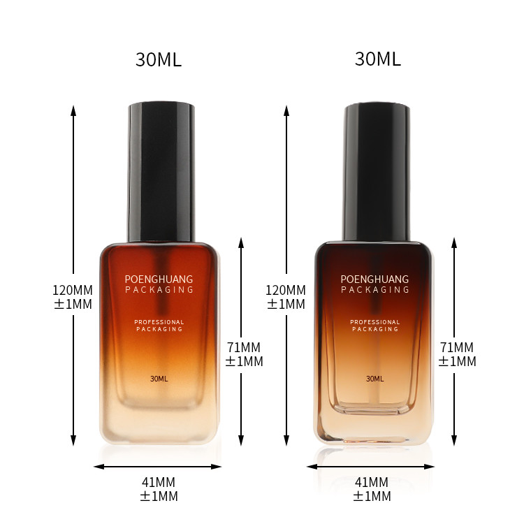 30ml Glass Foundation Bottle Gold Lotion Pump Square Skin Care Packaging