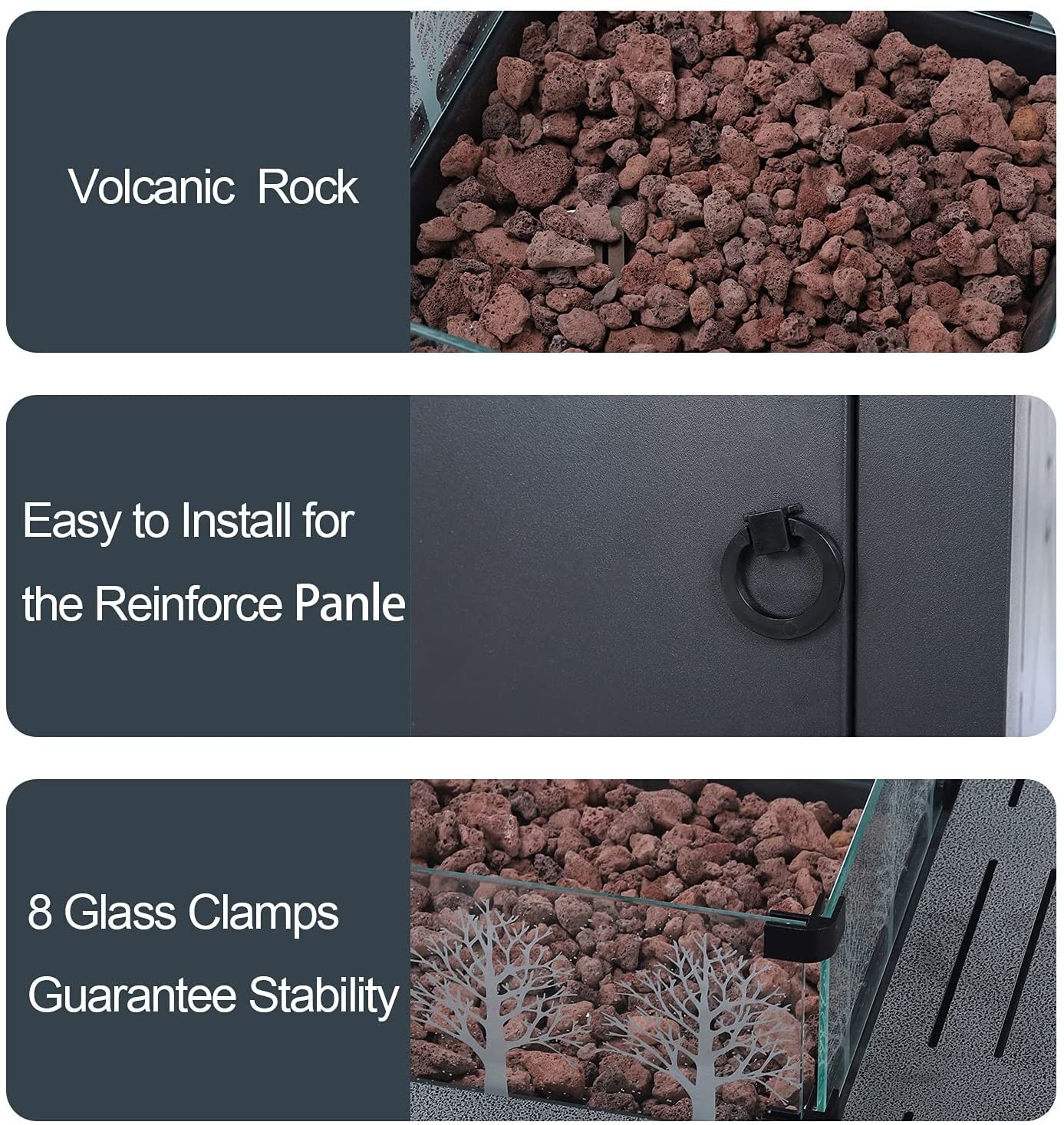 28in Gas 50000 BTU Outdoor Garden Square Fire Pit Table For Outside Propane