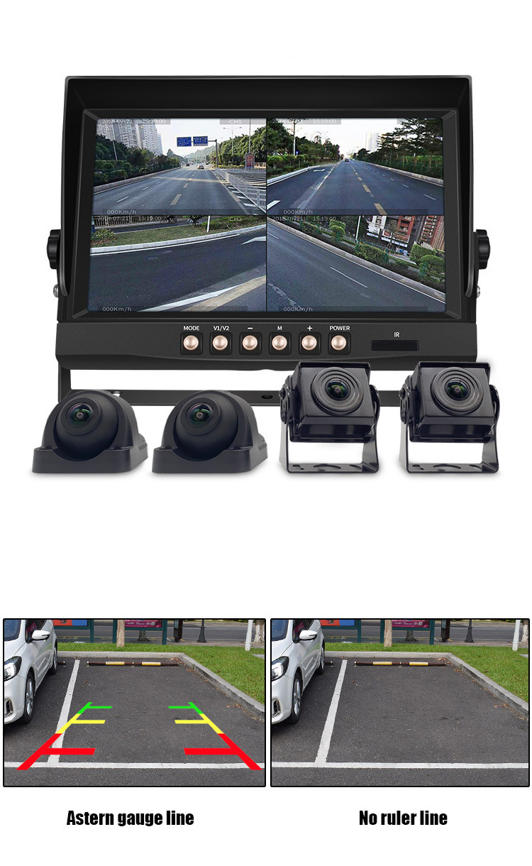 ODM Sony IMX225 Digital Wireless Side View Camera System 10in 4 Splits Screen